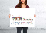 Elephant Family Mom Dad and Four Baby Watercolor Print Quote Art Wedding Gift Family Print Wall Art Home Decor Housewarming Wall Prints-1648