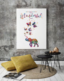 Elephant and Butterfly Inspirational Quote Watercolor Print Housewarming Gift Wall Art Motivational Quote Art Home Decor Wall Hanging-1902