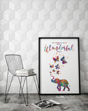 Elephant and Butterfly Inspirational Quote Watercolor Print Housewarming Gift Wall Art Motivational Quote Art Home Decor Wall Hanging-1902