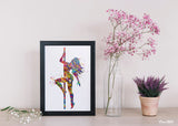 Pole Dancer Woman Girl Watercolor Print Dance Studio Sports Art Fitness Gift Sexy Show Nursery Art Dance Gift Girls Dancing Wall Art-1307