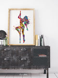 Pole Dancer Woman Girl Watercolor Print Dance Studio Sports Art Fitness Gift Sexy Show Nursery Art Dance Gift Girls Dancing Wall Art-1307