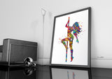 Pole Dancer Woman Girl Watercolor Print Dance Studio Sports Art Fitness Gift Sexy Show Nursery Art Dance Gift Girls Dancing Wall Art-1307