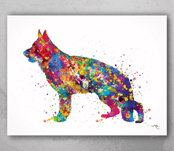 German Shepherd Dog Watercolor Dog Print Dog Gift Pet Dog Love Puppy Friend Police Dog Animal Dog Poster Dog Art Wall Hanging Wall Decor-207