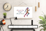 Female Runner Watercolor Print Runner Woman Girl When your legs get tired run with your heart Quote poster sport running Gift Runners-1870