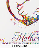 Mothers Hold Their Children's Hands Quote Watercolor Print Mother and Baby Daughter Gift Son Gift For Kids Birthday Baby Shower Nursery-1911