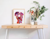 Mother and Two Daughters Watercolor Print Mother with Baby Twin Babys Mom and Childrens Mum and Kids Girl Baby Shower Nursery Decor-1878