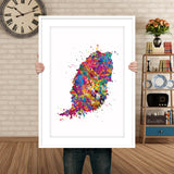 Grenada Map Watercolor Print Grenada Islands Wall Art Wedding Gift Honeymoon Gift Map Wall Hanging Country Travel Gift Home Wall Decor-1144