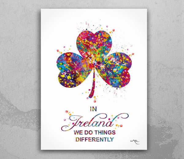 Ireland Shamrock Quote Watercolor Print Wall Art Office Decor Wedding Gift Poster Irish Map Quote Wall Decor Art Home Decor Wall Hanging-544