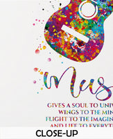 Acoustic Guitar Music Instrument Watercolor Print Classic Guitar Player Music Gives A Soul To The Universe Wings To The Mind Wall Art-1929