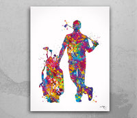 Male Golfer Watercolor Print Gift for Golfers Golf Gift Golfer Golf Sports Painting Golf Poster Man Cave Art Gifts for Him Wall Art-1898