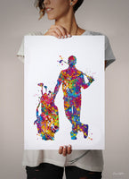 Male Golfer Watercolor Print Gift for Golfers Golf Gift Golfer Golf Sports Painting Golf Poster Man Cave Art Gifts for Him Wall Art-1898