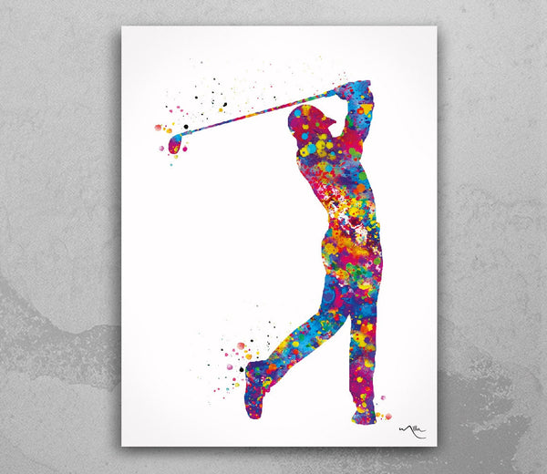 Golf Player Man Watercolor Print Gift for Golfers Golf Gift Golfer Golf Sports Painting Golf Poster Man Cave Art Gifts for Him Wall Art-1899