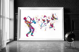 Jazz Man Music Notes and Birds Watercolor Print Musician Wall Art Poster Music Studio Saxophonist Saxophone Wall Decor Sax Wall Hanging-1939