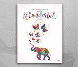 Elephant and Butterfly Inspirational Quote Watercolor Print Housewarming Gift Wall Art Motivational Quote Art Home Decor Wall Hanging-1902