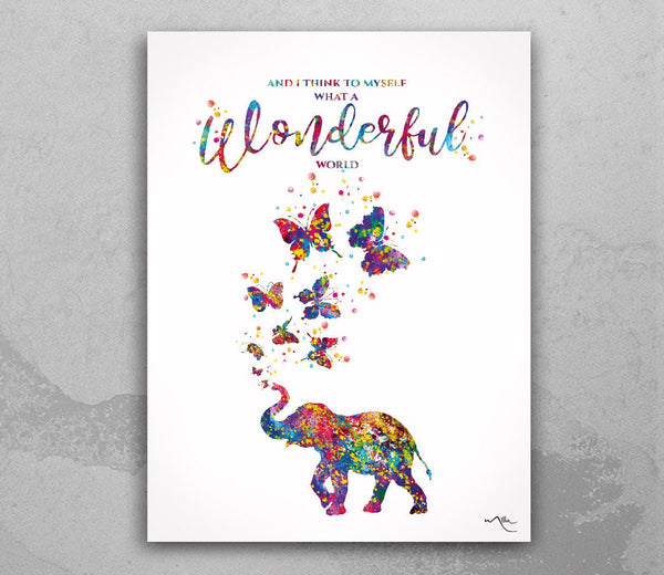 Elephant and Butterfly Inspirational Quote Watercolor Print Housewarming Gift Wall Art Motivational Quote Art Home Decor Wall Hanging-1902