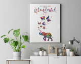 Elephant and Butterfly Inspirational Quote Watercolor Print Housewarming Gift Wall Art Motivational Quote Art Home Decor Wall Hanging-1902