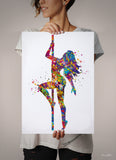 Pole Dancer Woman Girl Watercolor Print Dance Studio Sports Art Fitness Gift Sexy Show Nursery Art Dance Gift Girls Dancing Wall Art-1307