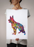 German Shepherd Dog Watercolor Print Dog Gift Pet Dog Love Puppy Friend Animal Dog Poster Dog Art Dog Lover Wall Hanging Wall Decor-1903