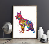 German Shepherd Dog Watercolor Print Dog Gift Pet Dog Love Puppy Friend Animal Dog Poster Dog Art Dog Lover Wall Hanging Wall Decor-1903