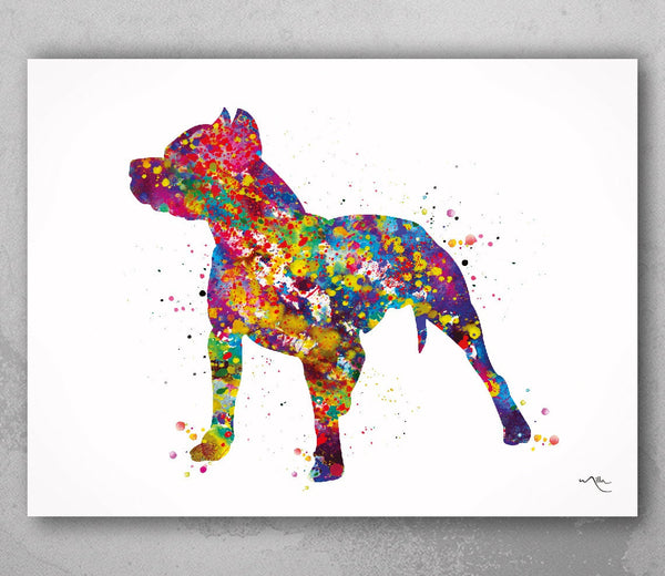 Pitbull Dog Watercolor Print Dog Lover Gift Poster Pitbull Art Print Dog Painting Gift Man Cave Decor Wall Art Wall Decor Wall Hanging-1956