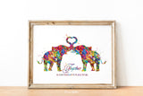 Elephant Together Quote Watercolor Print Wedding Gift Anniversary Gift Couple Print Valentines Day Housewarming Gift Family Wall Art-1447