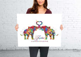 Elephant Together Quote Watercolor Print Wedding Gift Anniversary Gift Couple Print Valentines Day Housewarming Gift Family Wall Art-1447