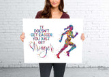 Runner Quote Watercolor Print Runner Female Woman Girl It Doesn't Get Easier You Get Stronger poster Sport running motivational Gift-1923