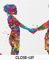 Two Moms and Two Kids Watercolor Print Same Sex New Moms LGBT Family Love Wins Wedding Gift Wall Art Gay Lesbian Gift Mrs and Mrs-1979
