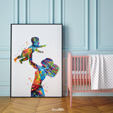 Mother Holding Baby Art Watercolor Print Afro American Mother and Baby Parent Love Boy Girl Family Kids Birthday New Mum Baby Shower-1982