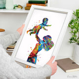 Mother Holding Baby Art Watercolor Print Afro American Mother and Baby Parent Love Boy Girl Family Kids Birthday New Mum Baby Shower-1982