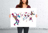 Jazz Man Music Notes and Birds Watercolor Print Musician Wall Art Poster Music Studio Saxophonist Saxophone Wall Decor Sax Wall Hanging-1939