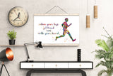 Runner Man Watercolor Print Runner Male Boy When your legs get tired run with your heart Quote Poster Sport running Marathon Gift Winner-648