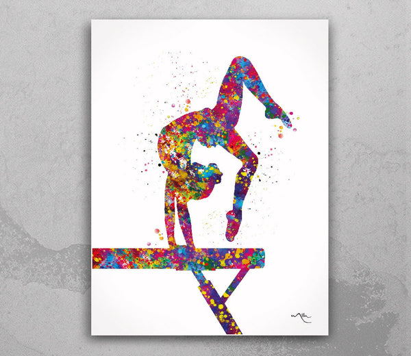 Gymnastics Tumbling Watercolor Print Sports Art Teen Room Decor Nursery Art Sports Gift Girls Dancer Decor Wall Art for Kids-1961