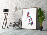 Philippines Map Watercolor Print Anniversary Honeymoon Wedding Gift Travel Art Poster Wall Art Housewarming Gift Wall Hanging Wall Art-2000
