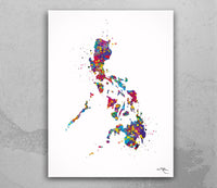 Philippines Map Watercolor Print Anniversary Honeymoon Wedding Gift Travel Art Poster Wall Art Housewarming Gift Wall Hanging Wall Art-2000