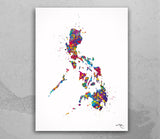 Philippines Map Watercolor Print Anniversary Honeymoon Wedding Gift Travel Art Poster Wall Art Housewarming Gift Wall Hanging Wall Art-2000