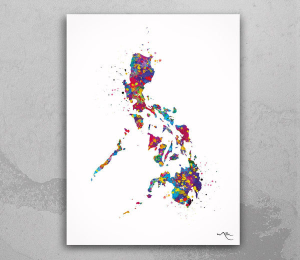 Philippines Map Watercolor Print Anniversary Honeymoon Wedding Gift Travel Art Poster Wall Art Housewarming Gift Wall Hanging Wall Art-2000