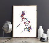 Philippines Map Watercolor Print Anniversary Honeymoon Wedding Gift Travel Art Poster Wall Art Housewarming Gift Wall Hanging Wall Art-2000