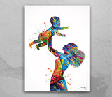 Mother Holding Baby Art Watercolor Print Afro American Mother and Baby Parent Love Boy Girl Family Kids Birthday New Mum Baby Shower-1982