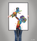 Mother Holding Baby Art Watercolor Print Afro American Mother and Baby Parent Love Boy Girl Family Kids Birthday New Mum Baby Shower-1982