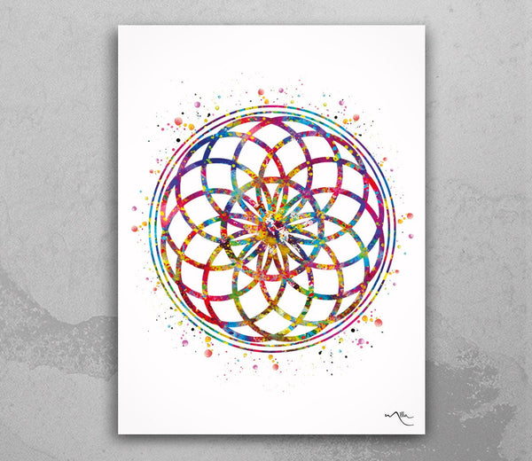 Torus Watercolor Print Sacred Geometry Mystic Wall Art Housewarming Gift Home Decor Inspirational Visionary Art Decor Tantra-2003