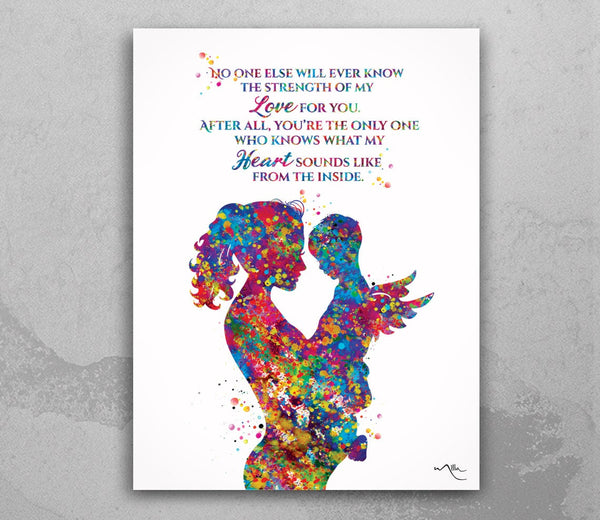 Mother and Son Quote Watercolor Print Mother and Baby Kids Midwifery Memorial Gift Memory gift New Mum Baby Shower Art Mother Day Gift-1989