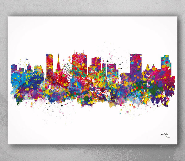 Birmingham Skyline Watercolor Print England United Kingdom Wall Art Wedding Gift Poster Wall Decor Art Home Decor Housewarming Gift-2009