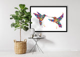 Hummingbirds Watercolor Print Wedding Gift Wall Art Hummingbird Poster Watercolor Bird Painting Bird Print Christmas Gift Wall Hanging-975