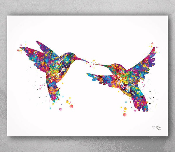Hummingbirds Watercolor Print Wedding Gift Wall Art Hummingbird Poster Watercolor Bird Painting Bird Print Christmas Gift Wall Hanging-975
