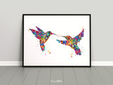 Hummingbirds Watercolor Print Wedding Gift Wall Art Hummingbird Poster Watercolor Bird Painting Bird Print Christmas Gift Wall Hanging-975