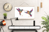 Hummingbirds Watercolor Print Wedding Gift Wall Art Hummingbird Poster Watercolor Bird Painting Bird Print Christmas Gift Wall Hanging-975