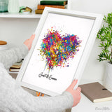 Heart Love Personalized Watercolor Print Housewarming Gift  Personalized Gift Customized Wedding Gift LGBT Gay Lesbian Gift Wall Art-2023