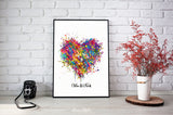 Heart Love Personalized Watercolor Print Housewarming Gift  Personalized Gift Customized Wedding Gift LGBT Gay Lesbian Gift Wall Art-2023