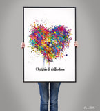 Heart Love Personalized Watercolor Print Housewarming Gift  Personalized Gift Customized Wedding Gift LGBT Gay Lesbian Gift Wall Art-2023